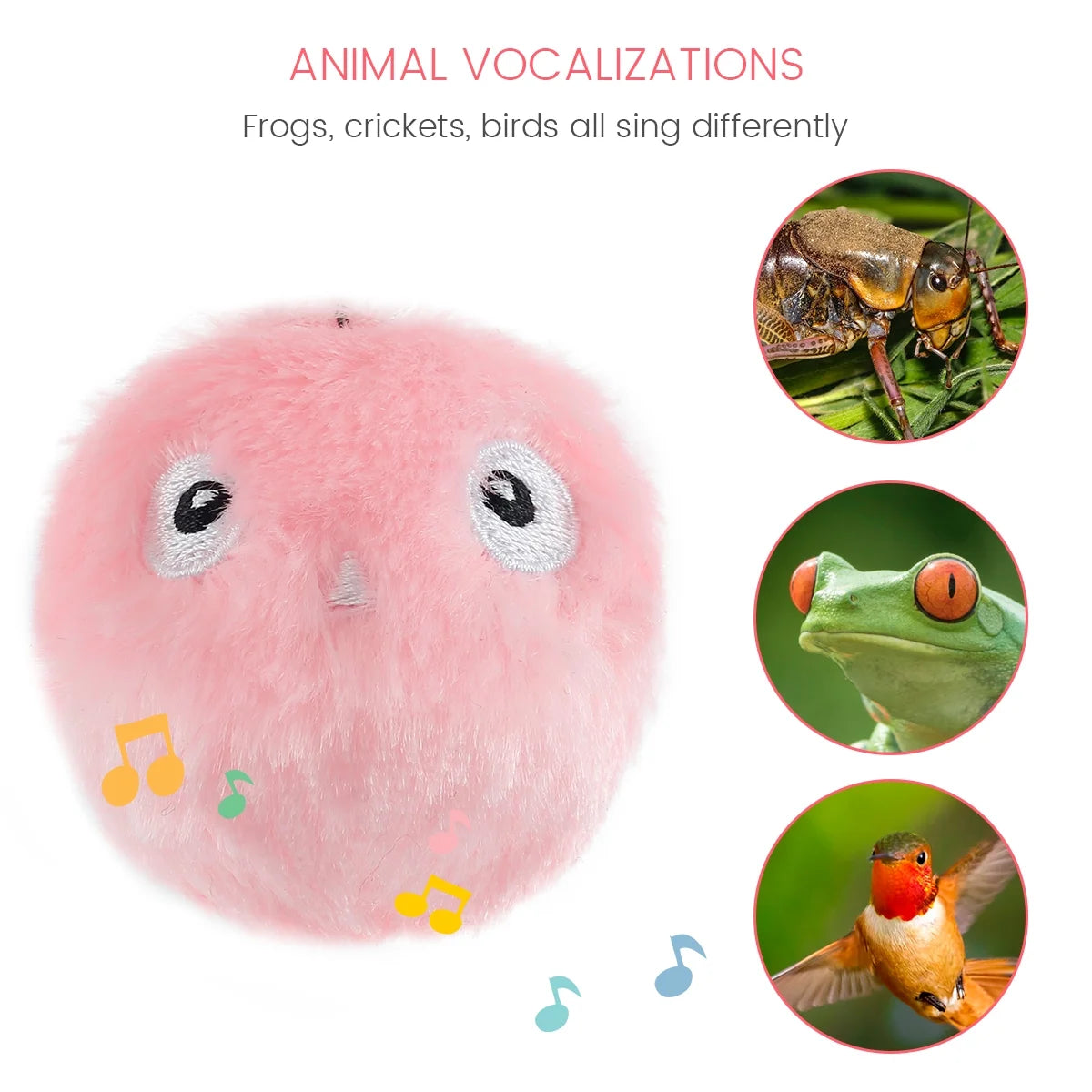 Cats Interactive Chirping Balls – Refillable Catnip Kicker Toys with Animal Sounds