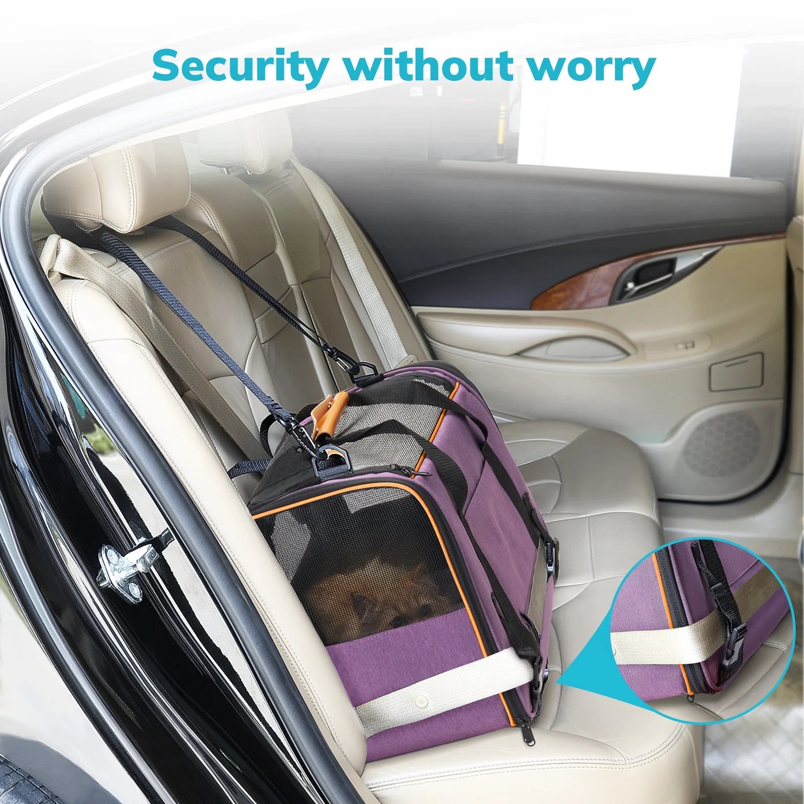 Spacious & Stylish Extra Large TSA Approved Cat Carrier - Soft Sided & up to 20LB with Water Bowl - Chic Purple Design