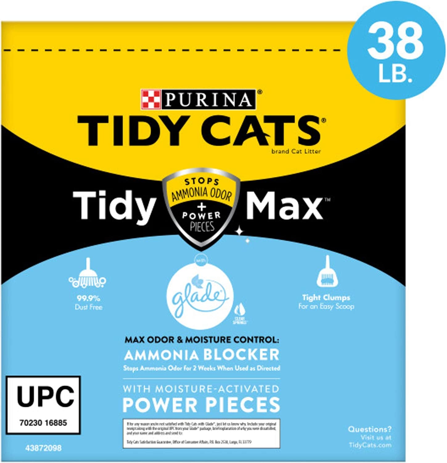 Purina Tidy Cats Tidy Max Glade Clear Springs Clumping Cat Litter – 38 lb Box