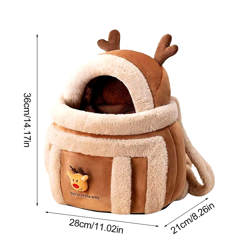 Cozy Plush Winter Pet Carrier Backpack for Small Cats - Perfect for Outdoor Travel!