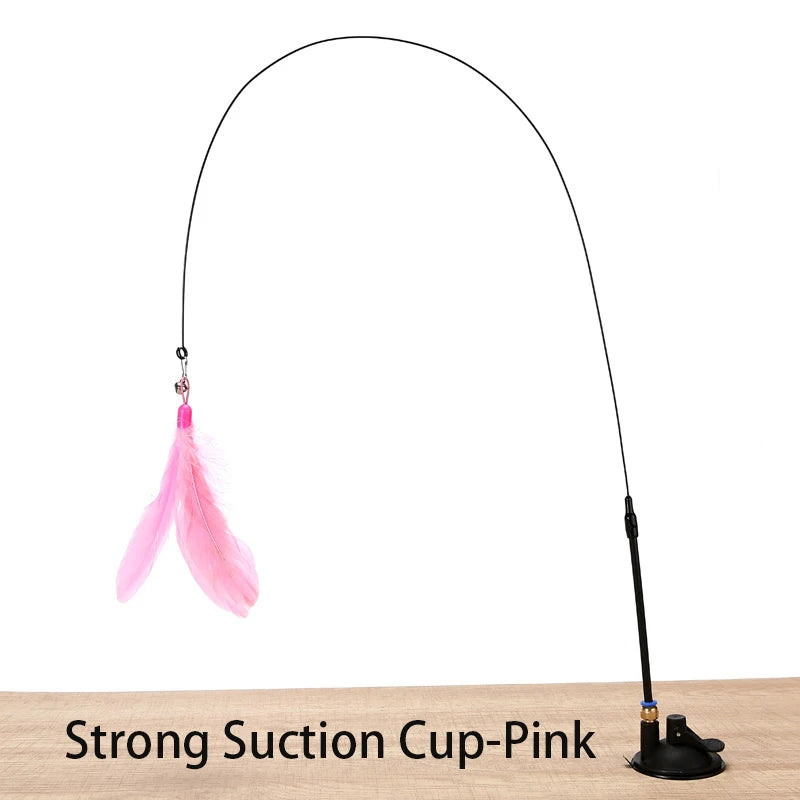 Interactive Feather Cat Toy with Suction Base & Bell 🐾