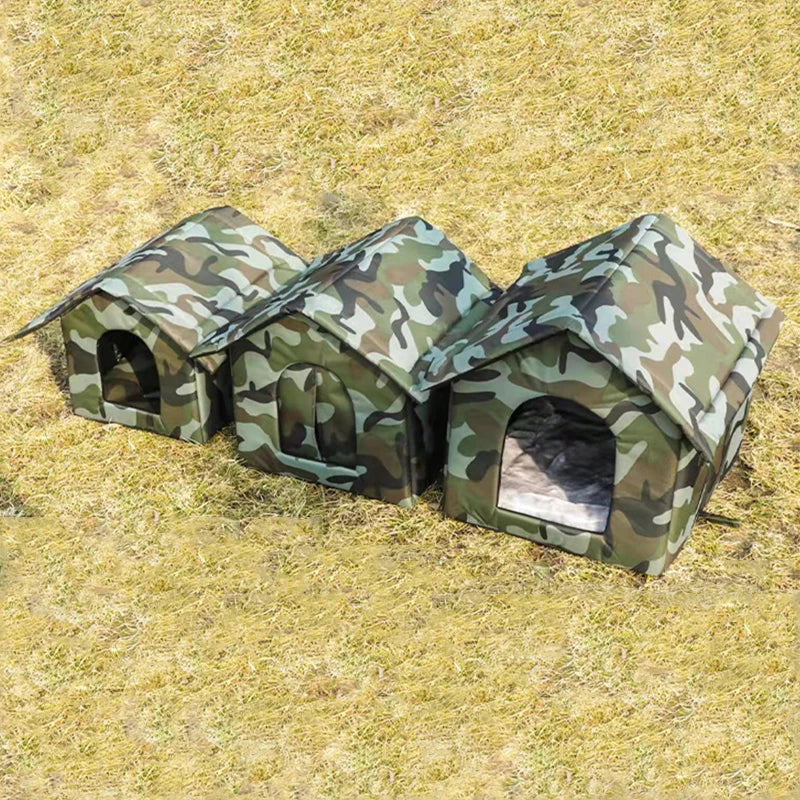 Waterproof Outdoor Cat House – Foldable Winter Shelter with Door & Cushion