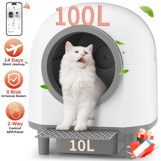 OMCPET 100L Large Self-Cleaning Cat Litter Box – Smart, Safe, and Made for Multi-Cat Homes