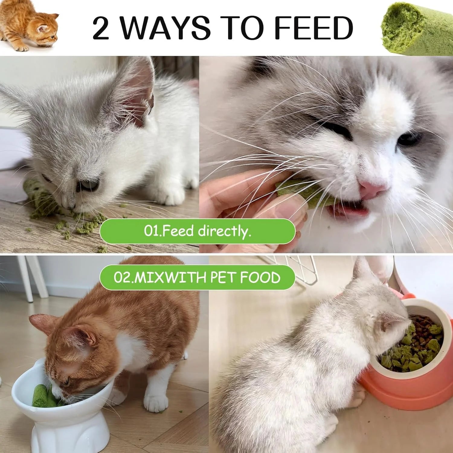 Natural Cat Grass Teething Sticks - 50g Edible Treats for Dental Care & Hairball Relief