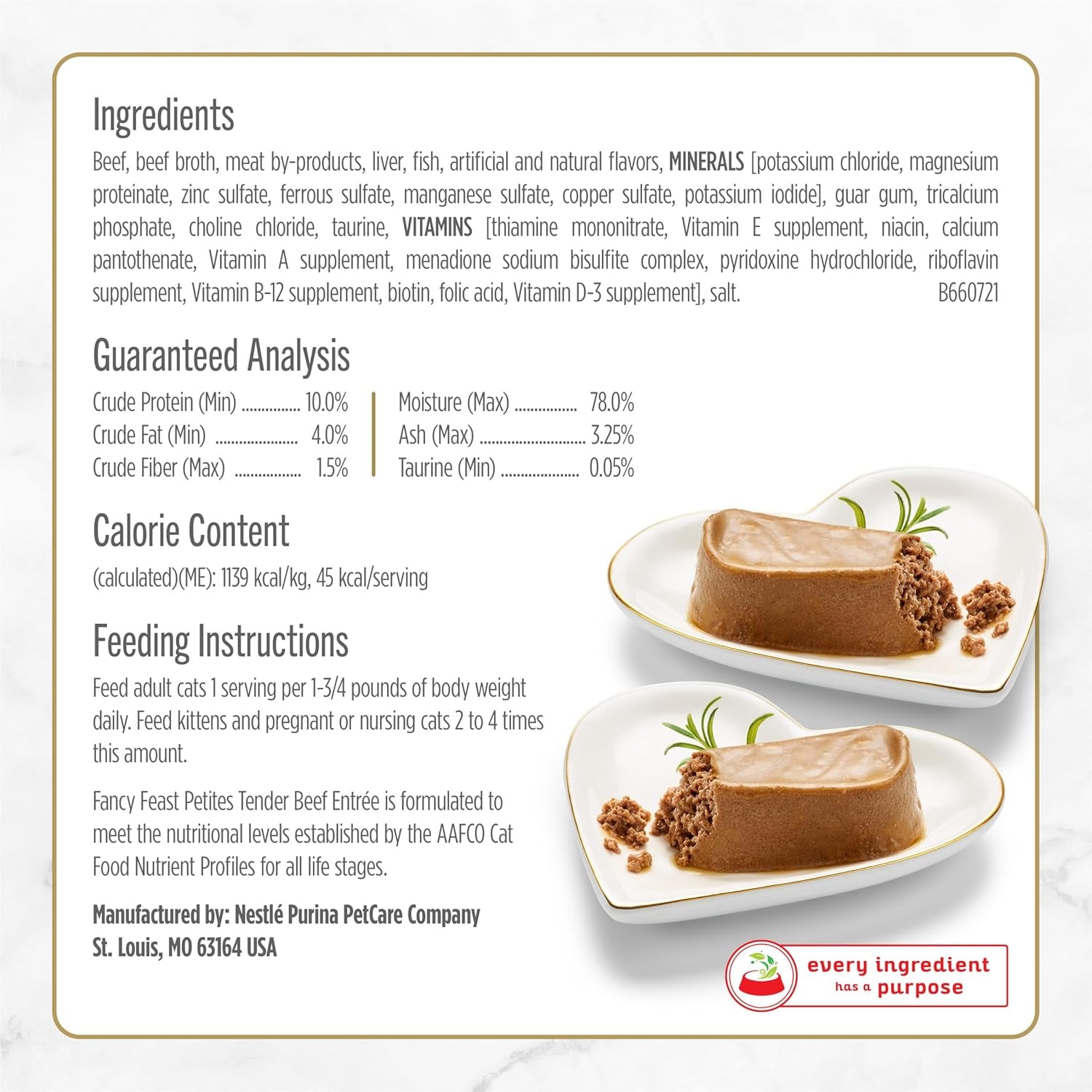 Purina Petites Gourmet Wet Cat Food Pate - Tender Beef Entrée (Pack of 12, 2.8 Oz Tubs)