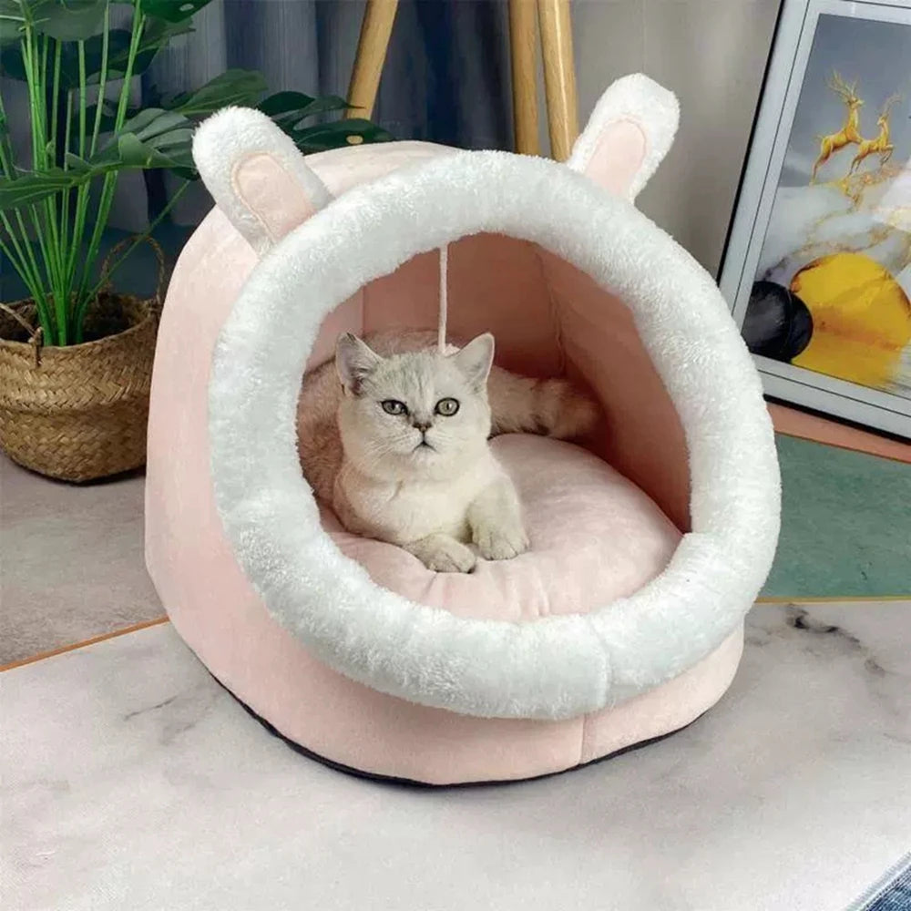 Cozy Cat Bed House – Soft Round Sleeping Cave for Cats & Small Pets (15.75" x 14.96" x 13.39")