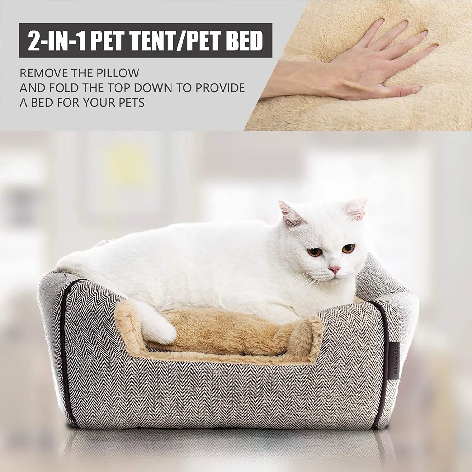Indoor Cat Cave Bed – Enclosed Tent-Style Cat House 