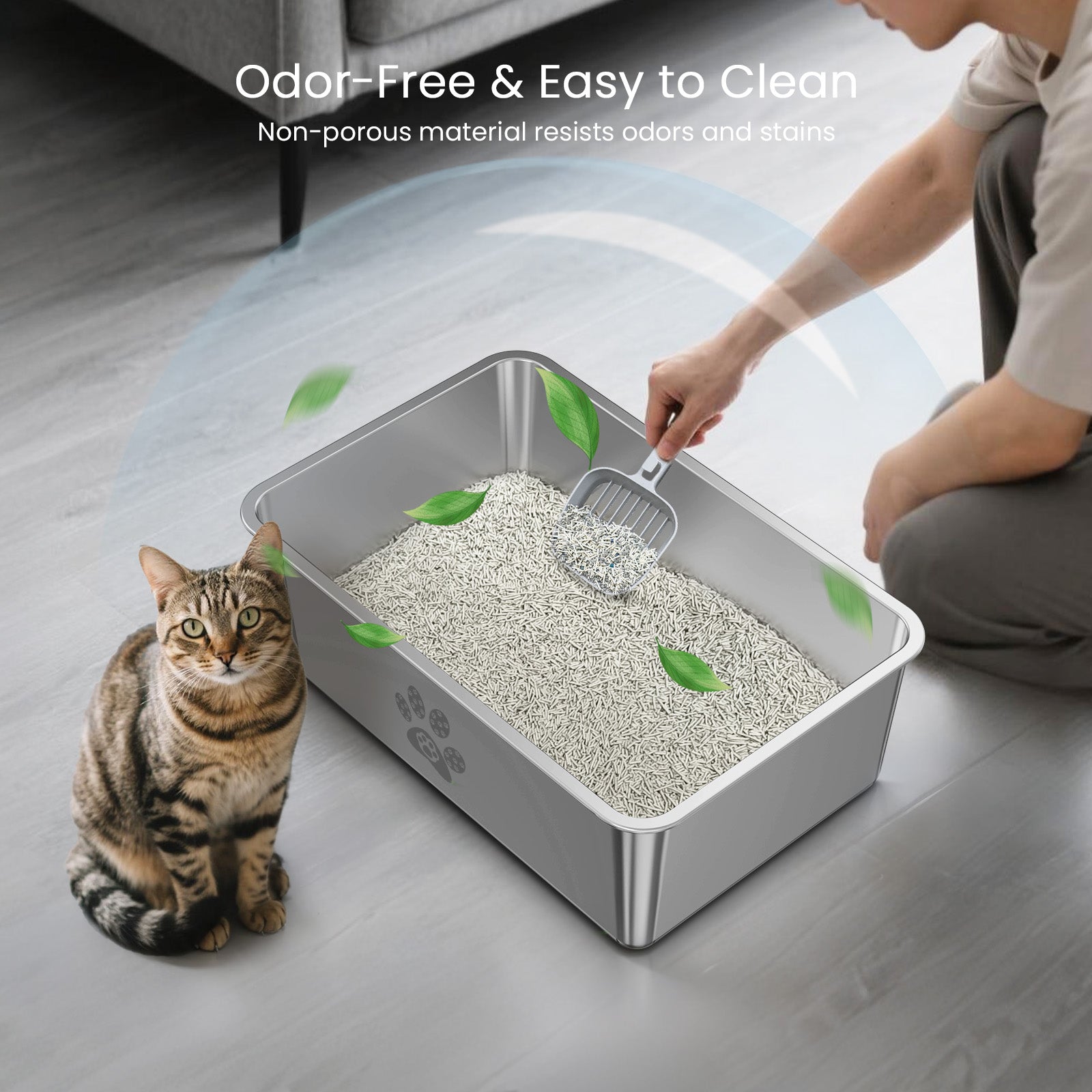 Extra Large Stainless Steel Cat Litter Box – High-Sided, Durable, Odor-Free Design