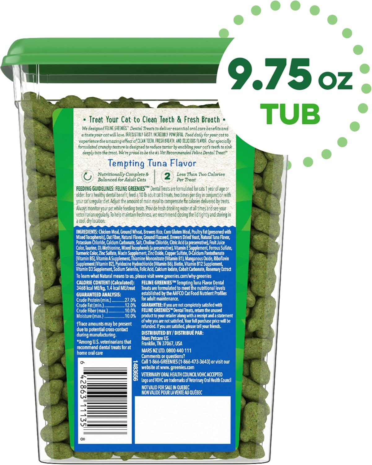 Delicious Tempting Tuna Dental Cat Treats - 9.75 Oz for Healthy Teeth & Fresh Breath!