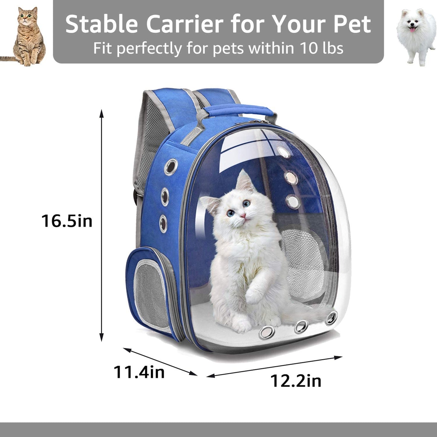 Navy Blue Space Capsule Cat Backpack Carrier - Airline Approved Pet Travel Bag for Hiking & Adventures