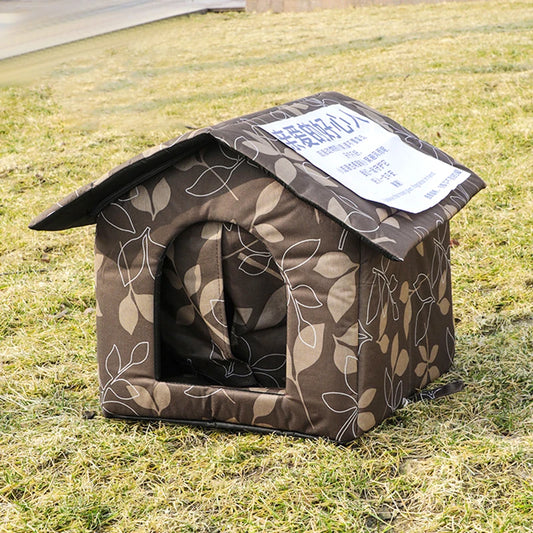 Waterproof Outdoor Cat House – Foldable Winter Shelter with Door & Cushion