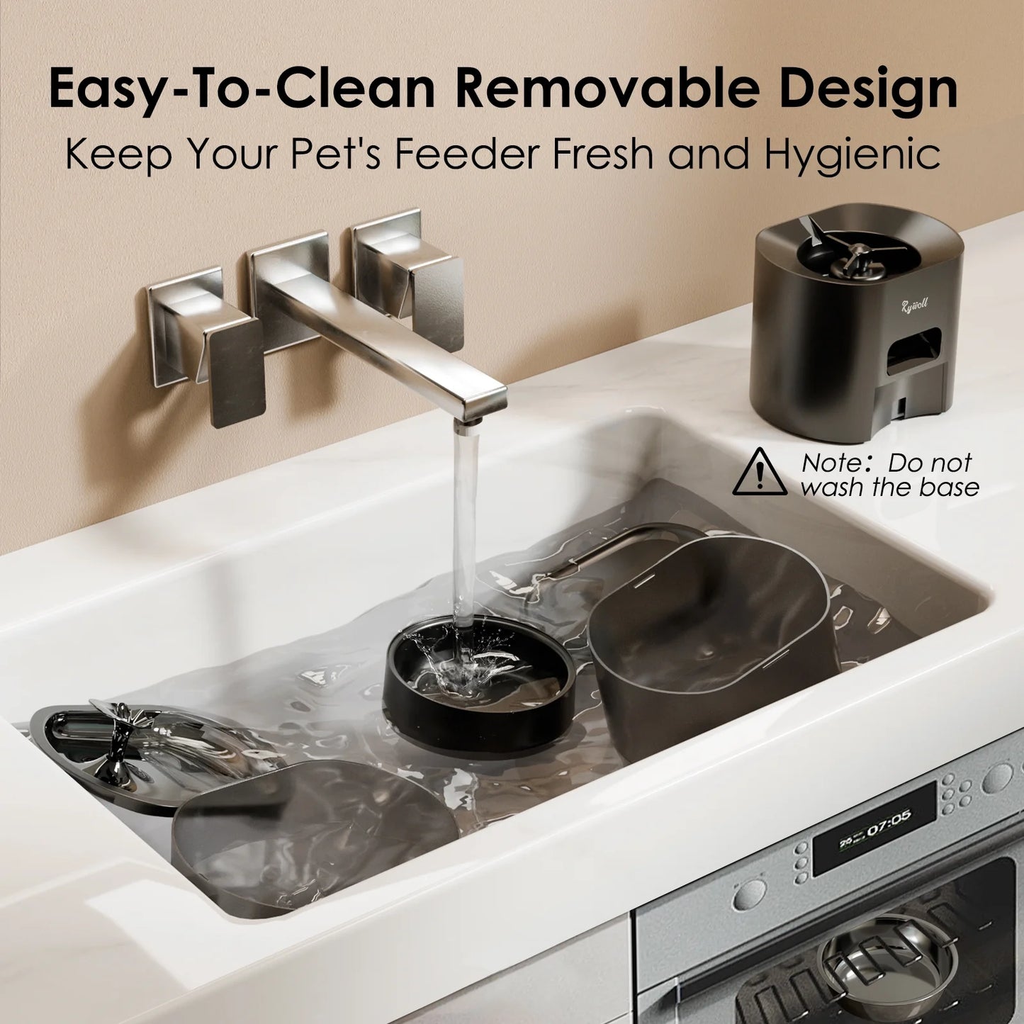 Rywell Automatic Cat Feeder with Water Dispenser – 2-in-1 Smart Feeding System