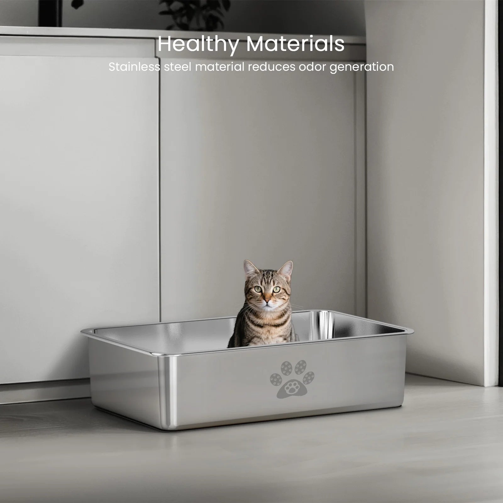 Extra Large Stainless Steel Cat Litter Box – High-Sided, Durable, Odor-Free Design
