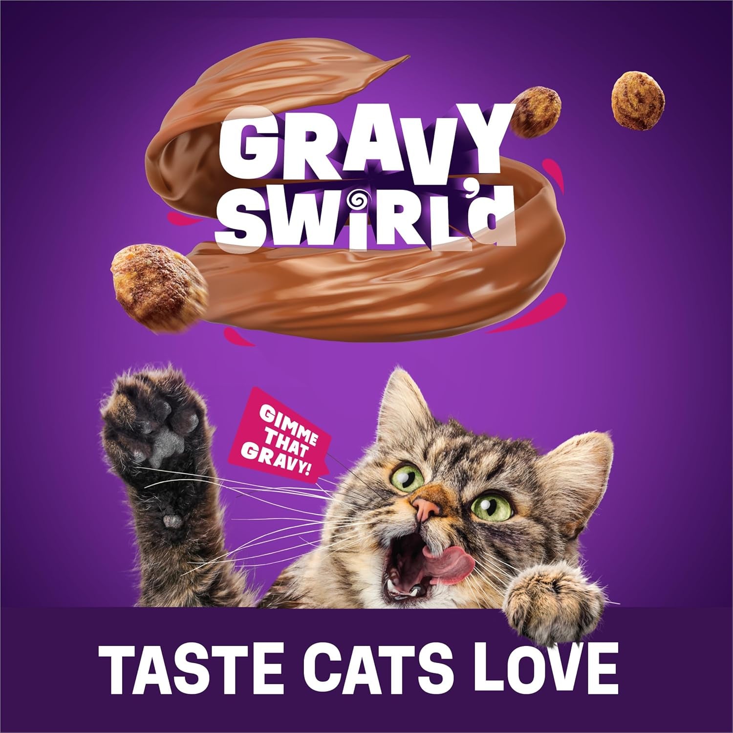 Purina Gravy Swirl'D Dry Cat Food - Delicious Chicken & Salmon Flavor - 3.15 Lb Bag