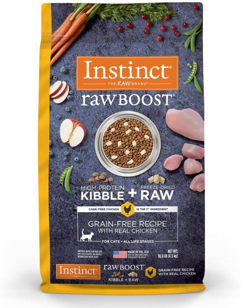 Raw Boost High Protein Grain-Free Cat Food with Freeze-Dried Chicken Pieces - 10 lb Bag