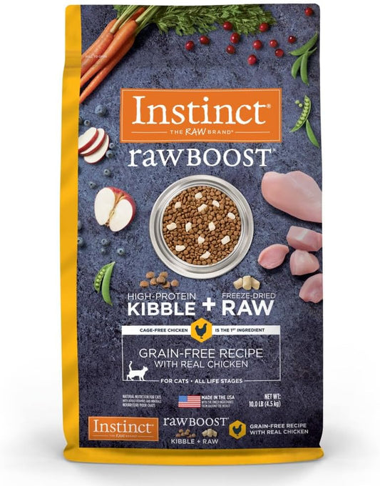 Raw Boost High Protein Grain-Free Cat Food with Freeze-Dried Chicken Pieces - 10 lb Bag