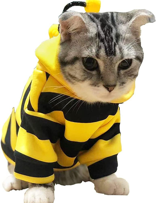 Adorable Bumblebee Cat Sweater - Cozy Pet Costume for Halloween & Christmas (X-Large)