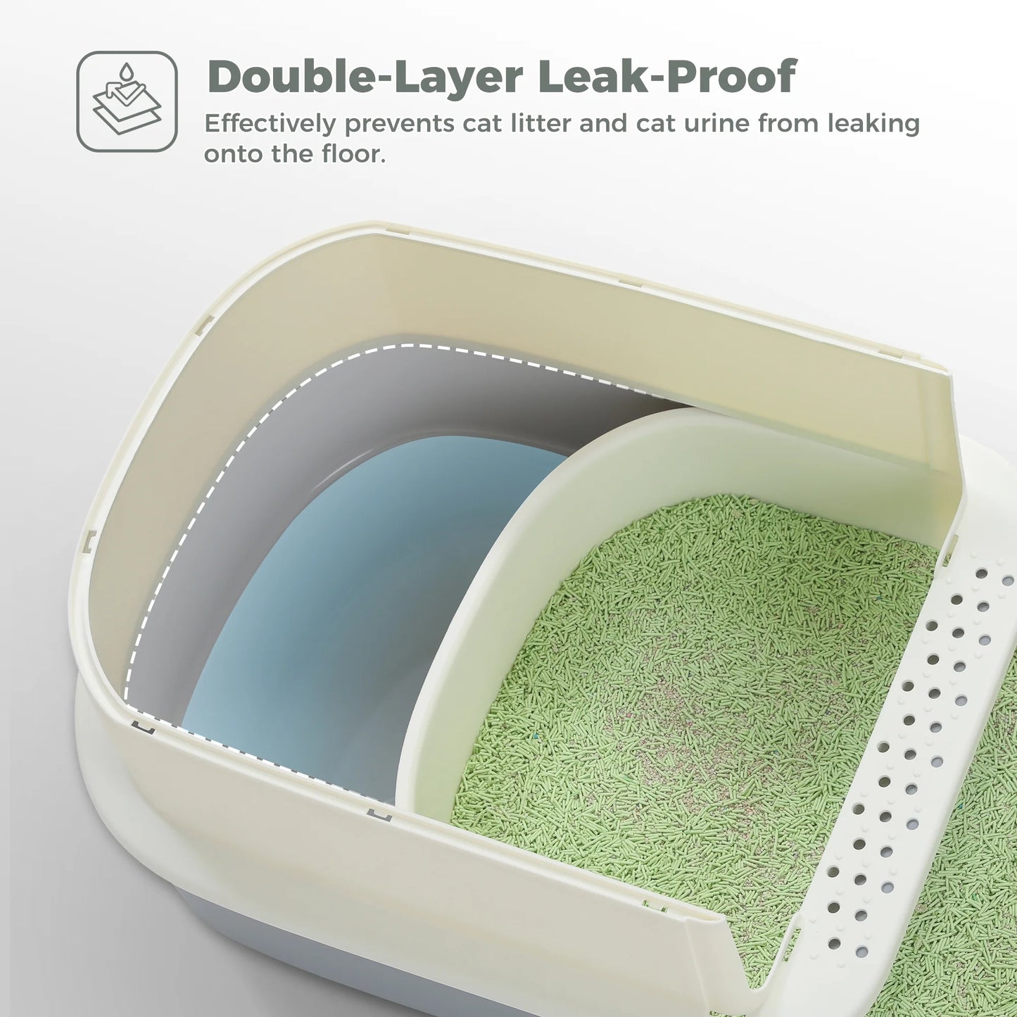 Large Cat Litter Box with Lid and Scoop – 2-in-1 Enclosed/Semi-Enclosed Design
