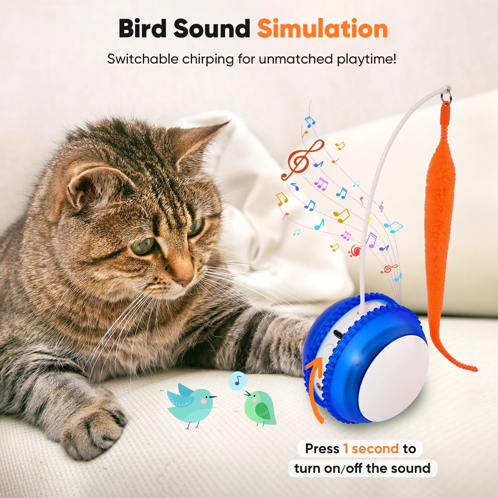 Interactive Cat Toy Ball – Automatic Rolling & Laser with Fluffy Tail Accessories