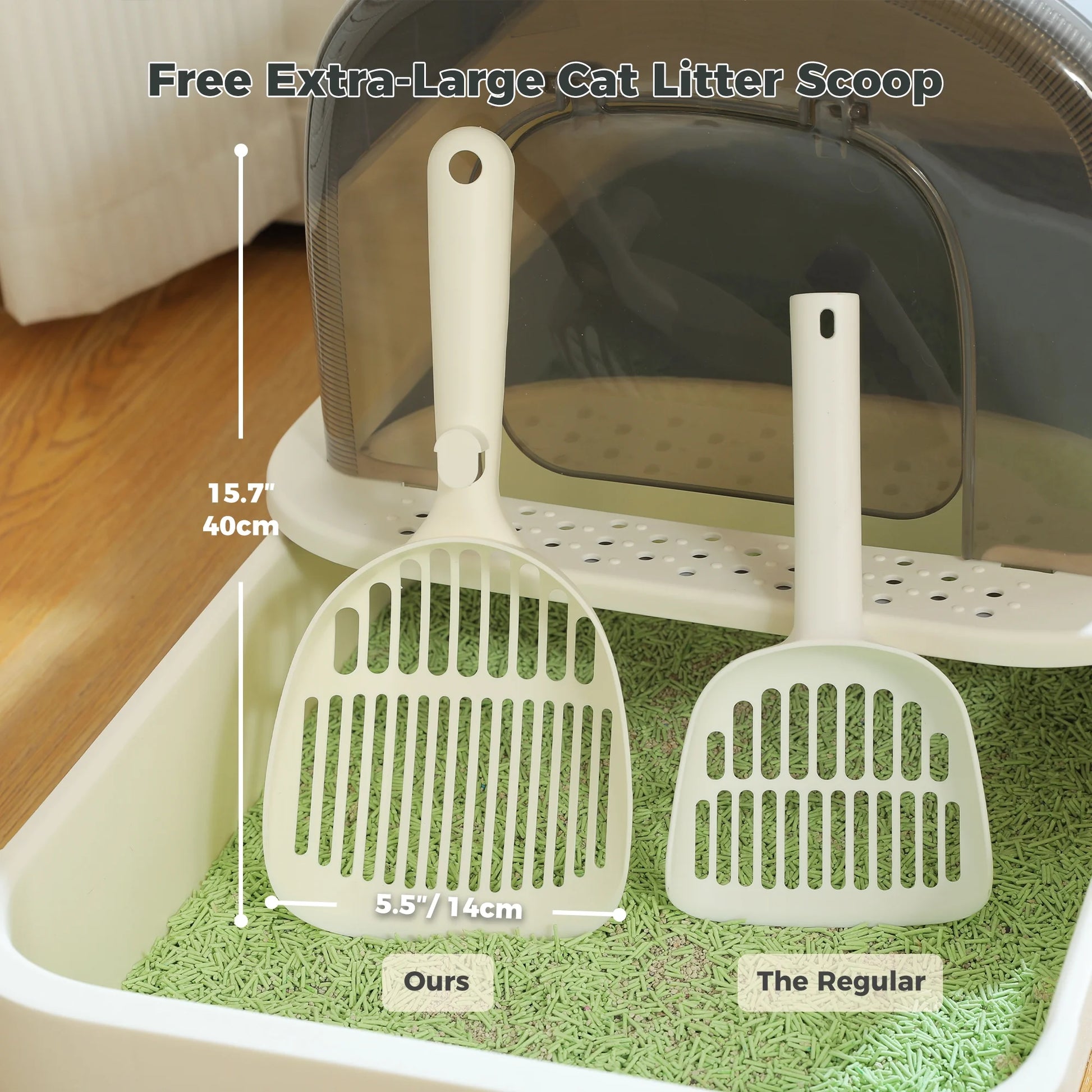 Large Cat Litter Box with Lid and Scoop – 2-in-1 Enclosed/Semi-Enclosed Design