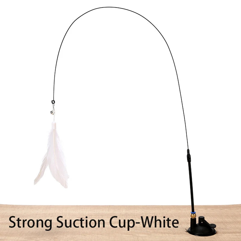 Interactive Feather Cat Toy with Suction Base & Bell 🐾