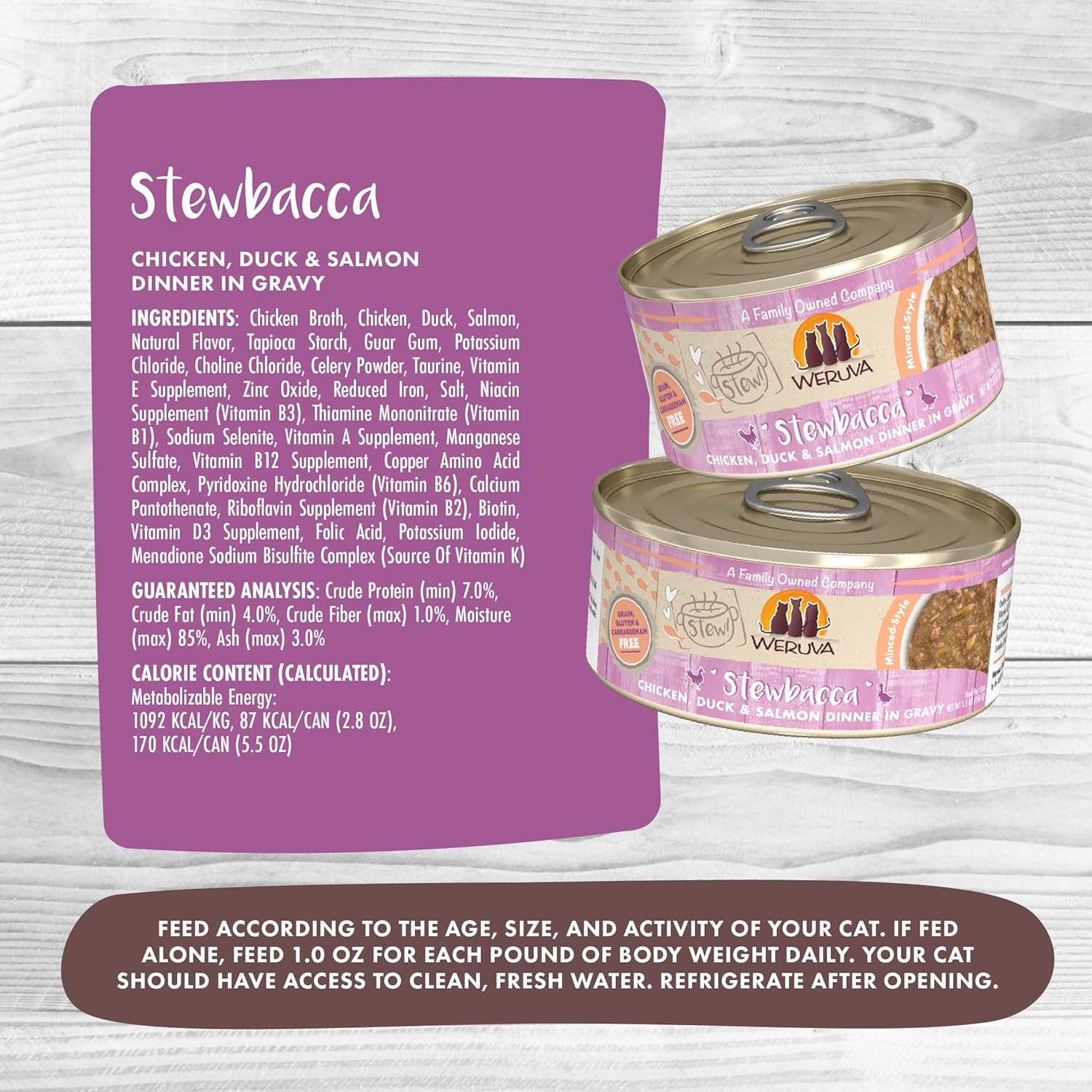 Savory Stewbacca Cat Stews - Chicken, Duck & Salmon in Gravy, 2.8oz Can (Pack of 12)