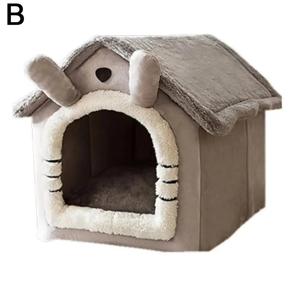 Cozy Cat House – Soft Indoor Pet Tent with Removable Cushion, Non-Slip Base, and Bear Ear Design