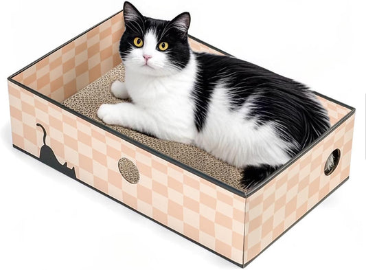 Cozy Cat Scratcher Box – 3-Layer Cardboard Lounge & Play Pad with Refillable Inserts