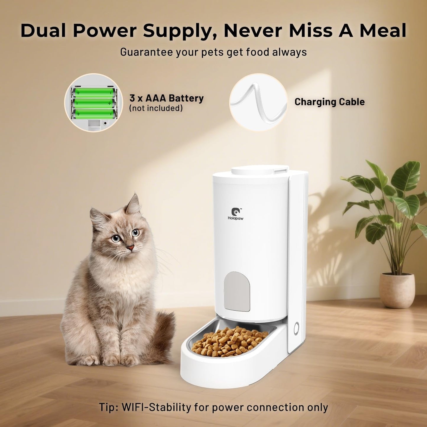Automatic Cat Feeder - 2.4G WiFi Enabled, 3.7L Timed Pet Food Dispenser