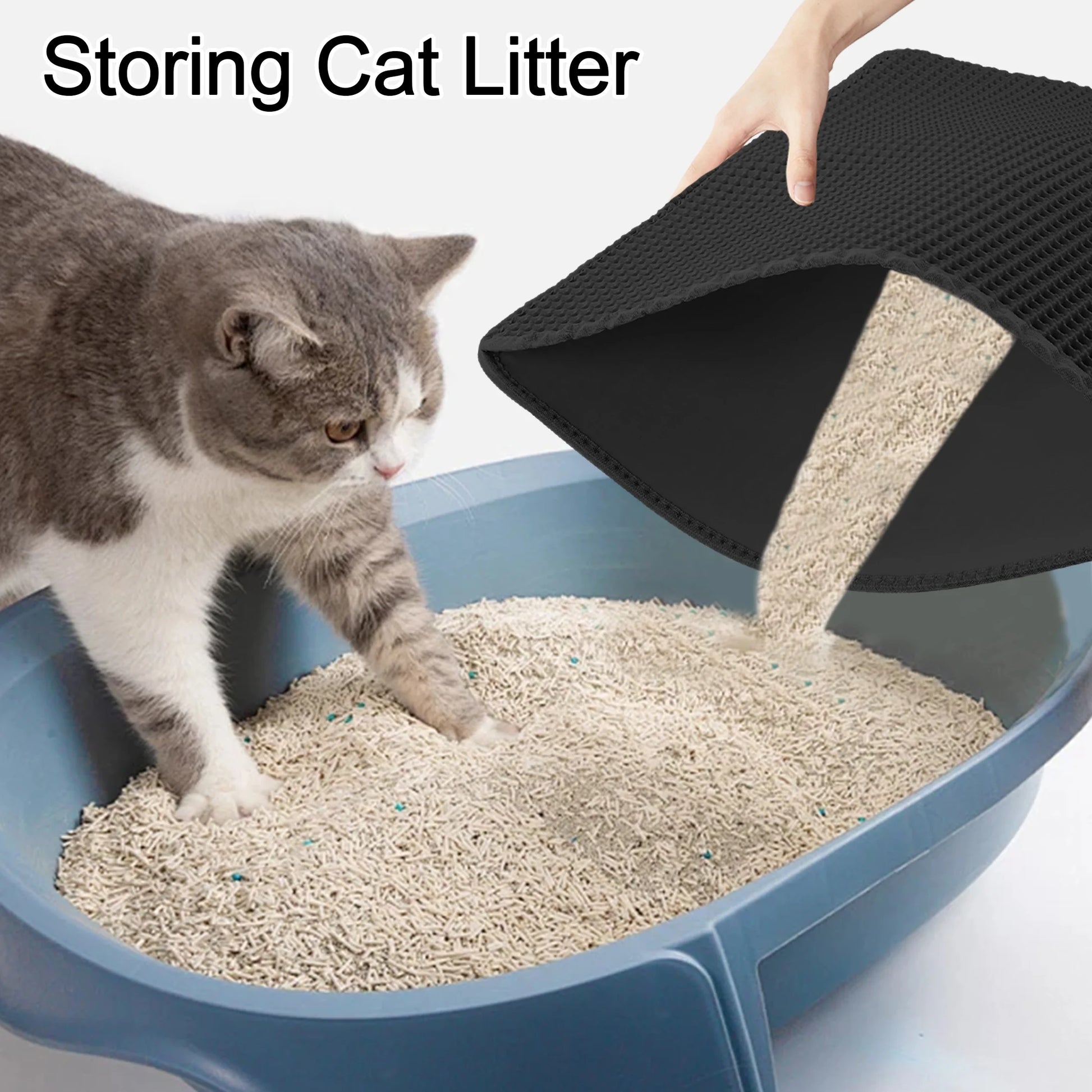 Double-Layer Waterproof Cat Litter Mat – Black – 29" x 21"