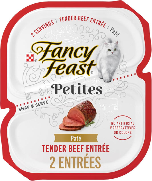 Purina Petites Gourmet Wet Cat Food Pate - Tender Beef Entrée (Pack of 12, 2.8 Oz Tubs)