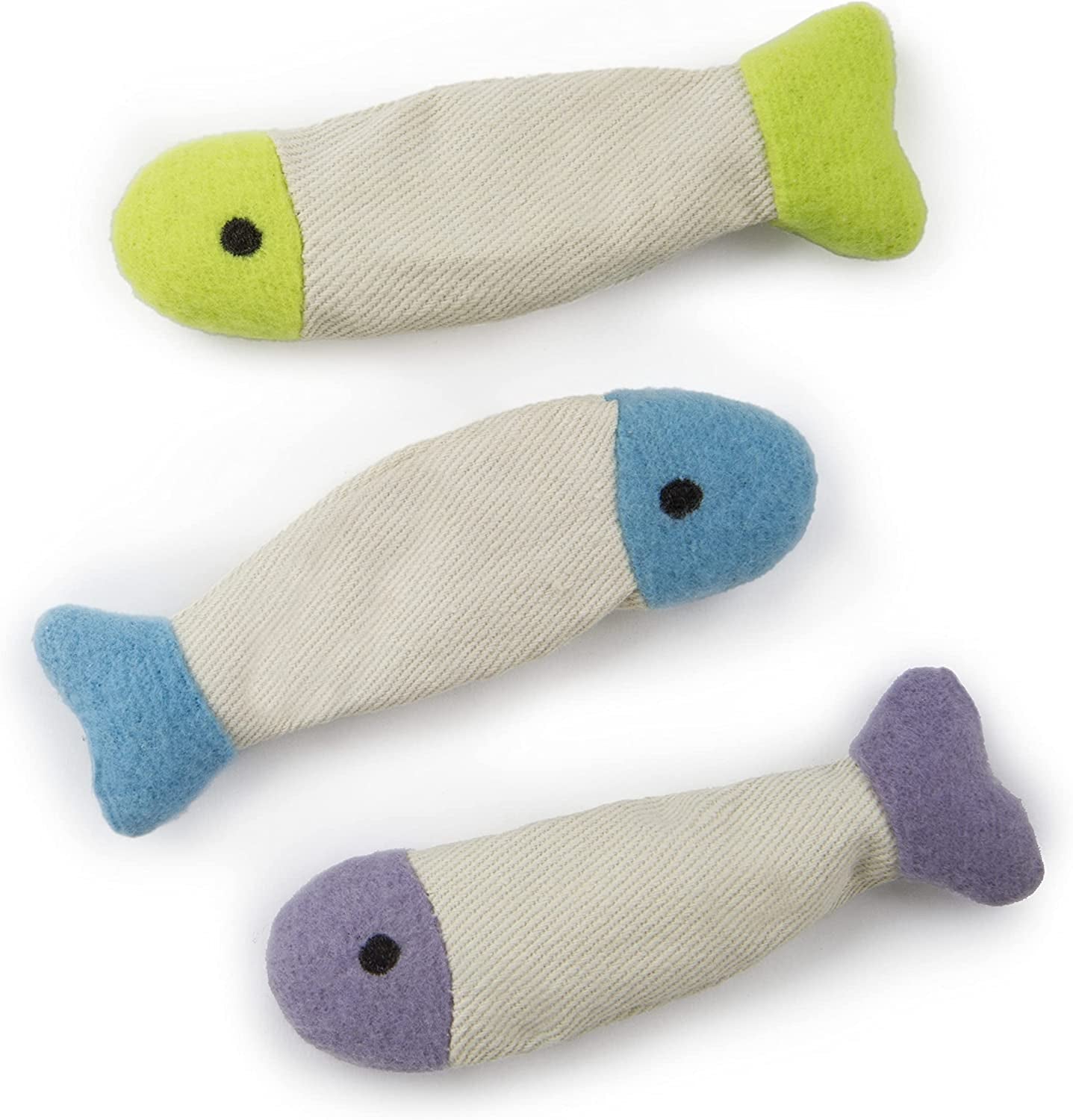  3-Pack Fish Flop Crinkle Catnip Toys – Multi-Color, Lightweight & Irresistible