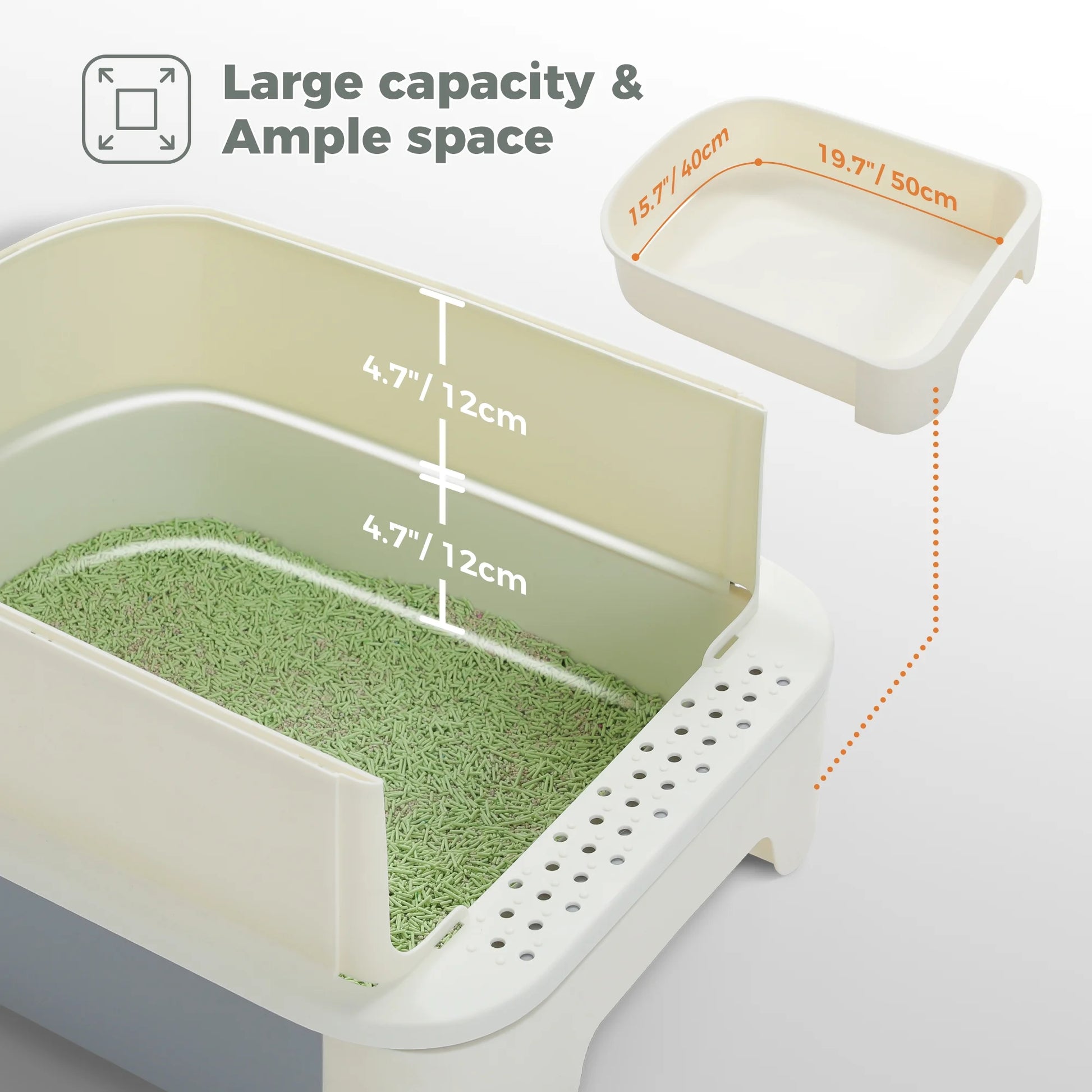 Large Cat Litter Box with Lid and Scoop – 2-in-1 Enclosed/Semi-Enclosed Design