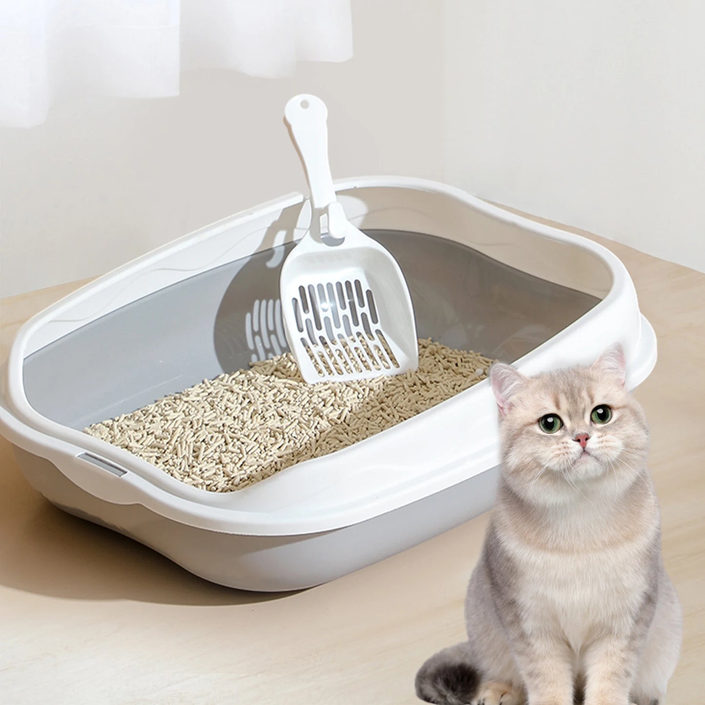 Portable Semi-Closed Cat Litter Box – Removable, High-Sided Design for Cats