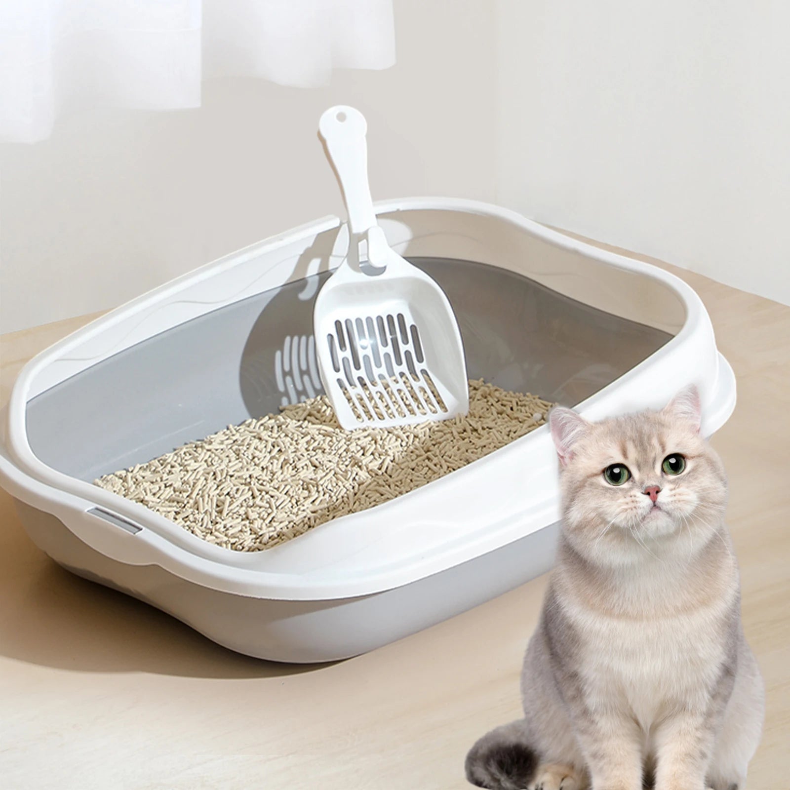 Portable Semi-Closed Cat Litter Box – Removable, High-Sided Design for Cats