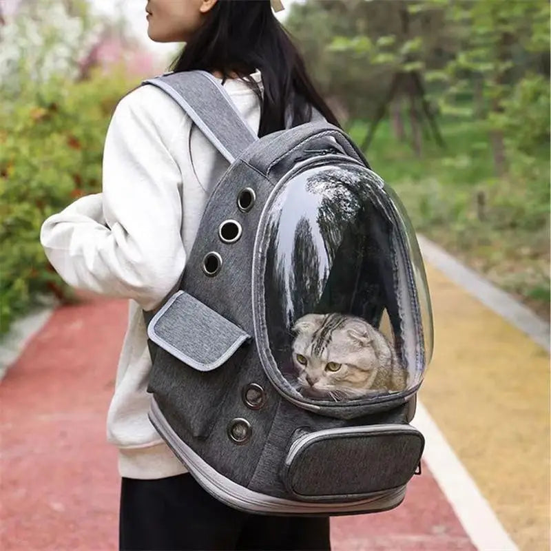 Stylish Cat Backpack Carrier - Breathable Space Capsule for Safe Travel with Your Feline Friend