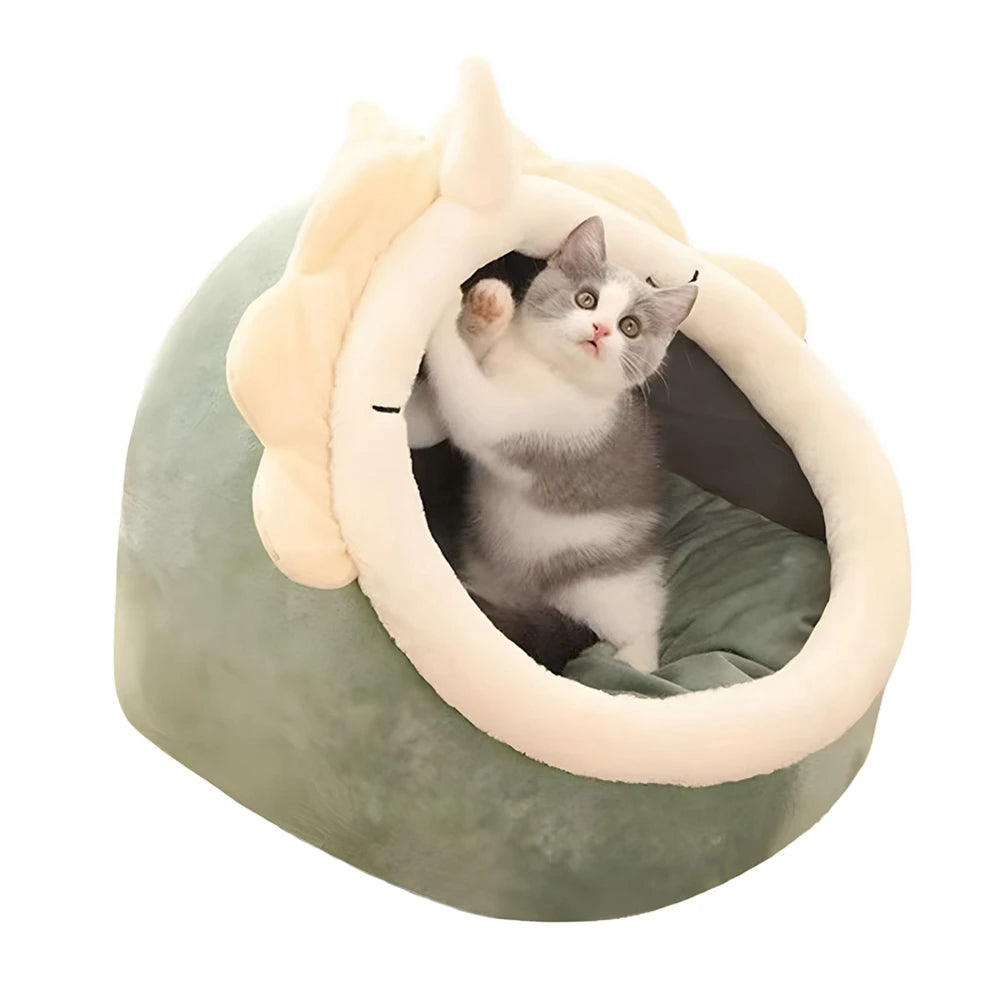 Cozy Cat Bed House – Soft Round Sleeping Cave for Cats & Small Pets (15.75" x 14.96" x 13.39")