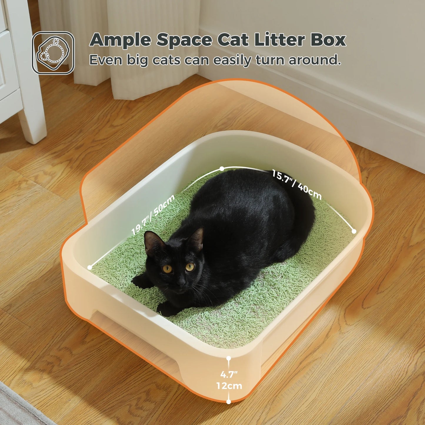 Large Cat Litter Box with Lid and Scoop – 2-in-1 Enclosed/Semi-Enclosed Design