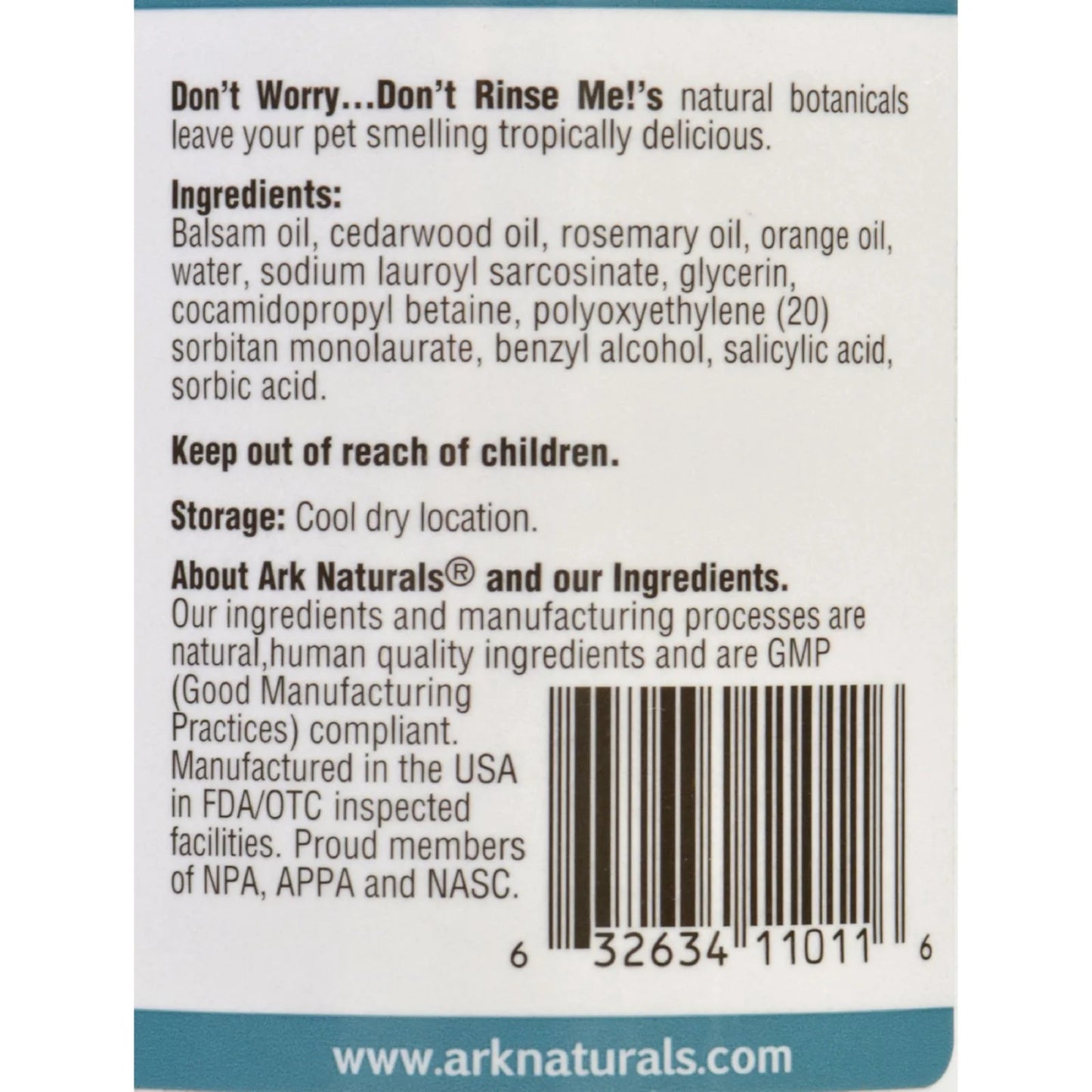 Ark Naturals Don’t Worry, Don’t Rinse Me! Waterless Cat Shampoo – 18 oz