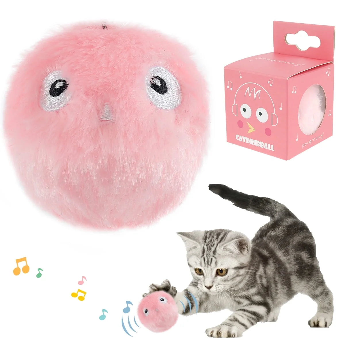 Cats Interactive Chirping Balls – Refillable Catnip Kicker Toys with Animal Sounds