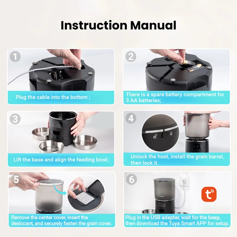 Automatic Cat Food Dispenser – 6L Capacity with 3 Bowls, WiFi & App Control