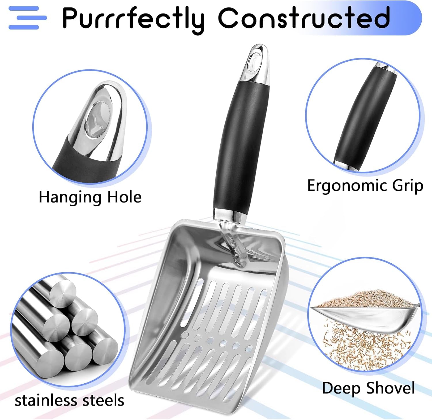 Stainless Steel Cat Litter Scoop – Durable Metal Kitty Scooper