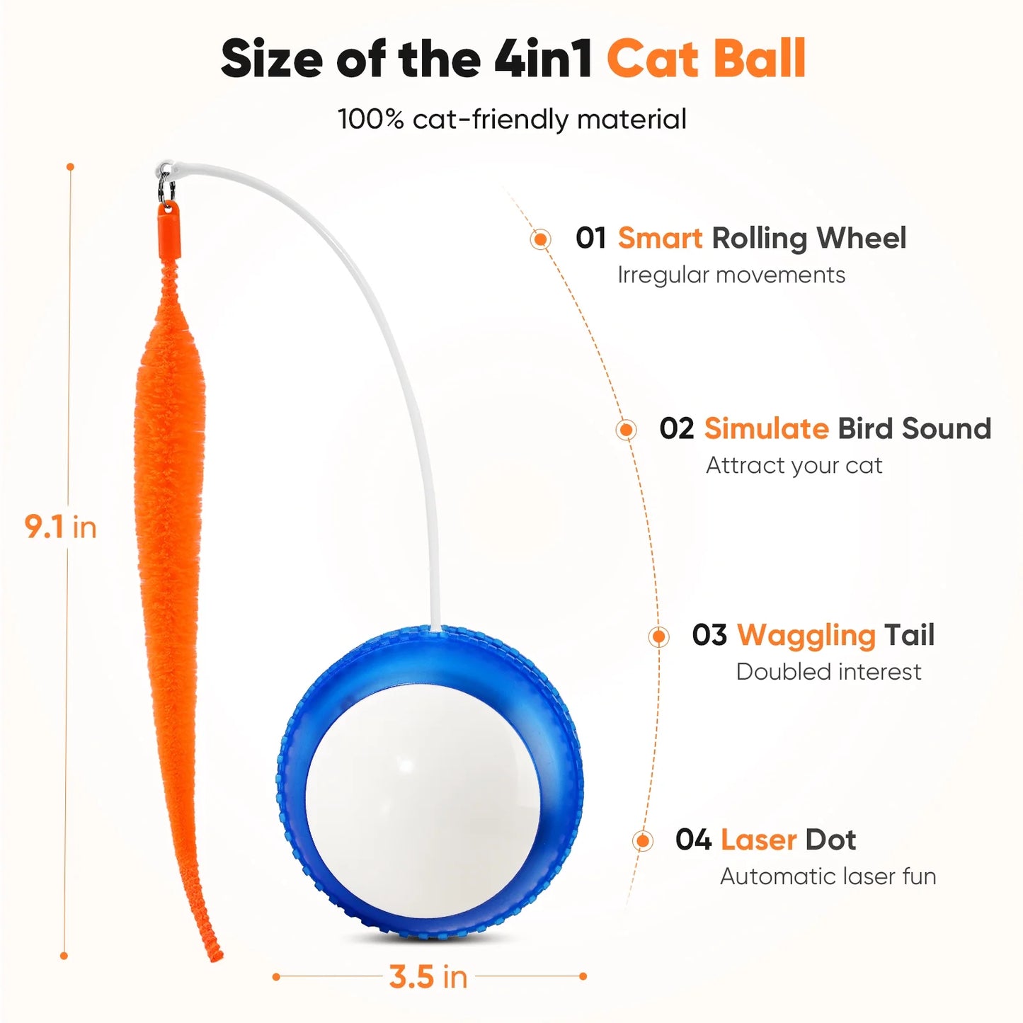 Interactive Cat Toy Ball – Automatic Rolling & Laser with Fluffy Tail Accessories