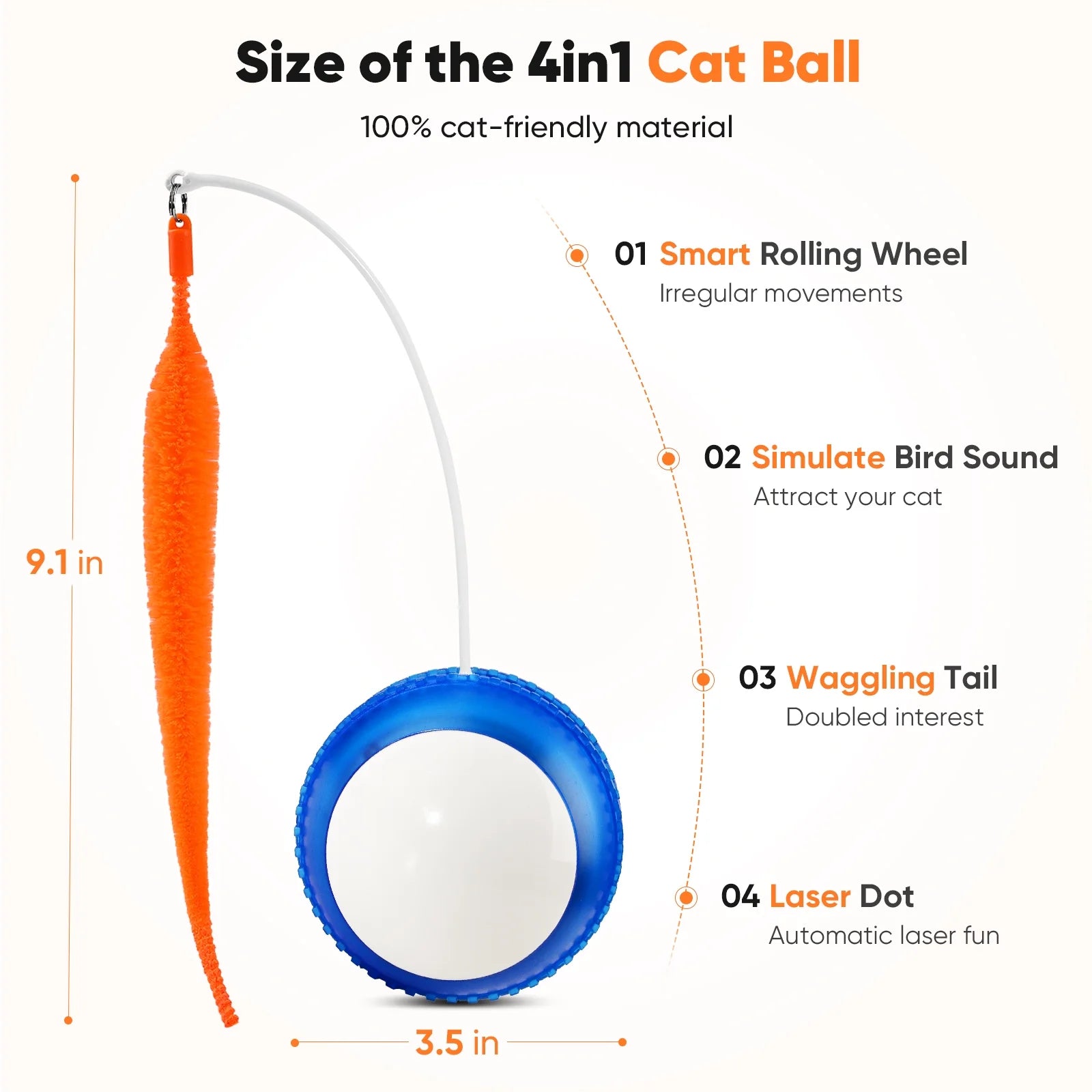 Interactive Cat Toy Ball – Automatic Rolling & Laser with Fluffy Tail Accessories