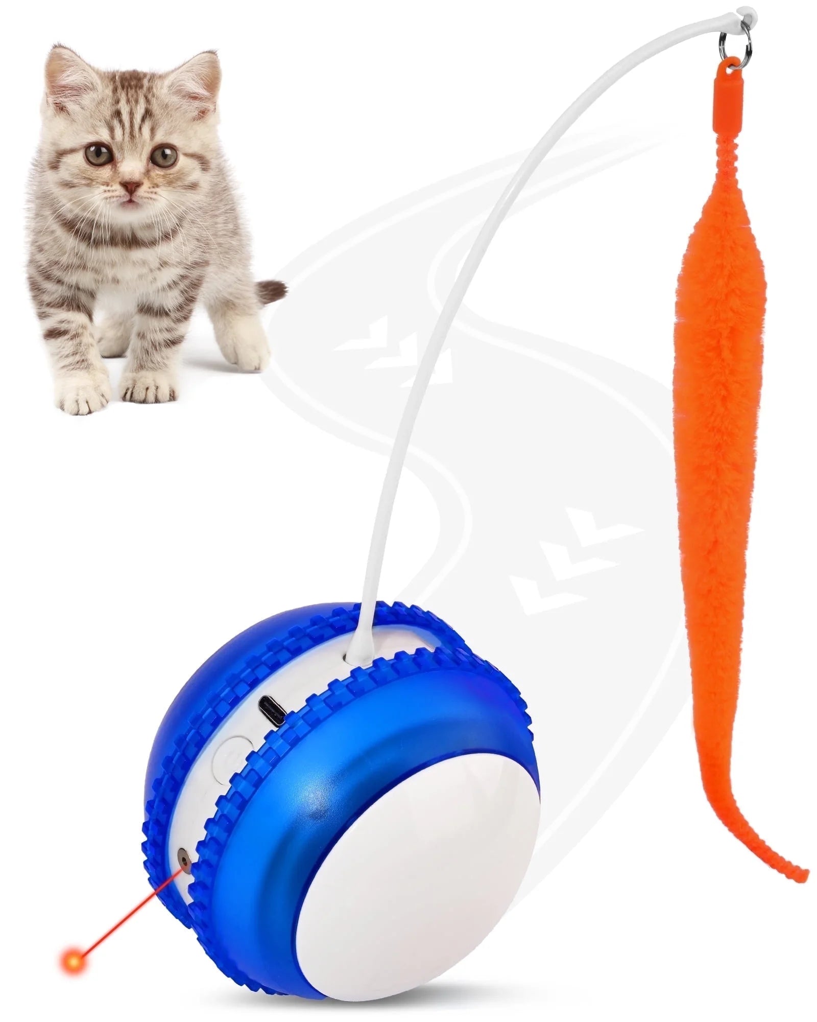 Interactive Cat Toy Ball – Automatic Rolling & Laser with Fluffy Tail Accessories