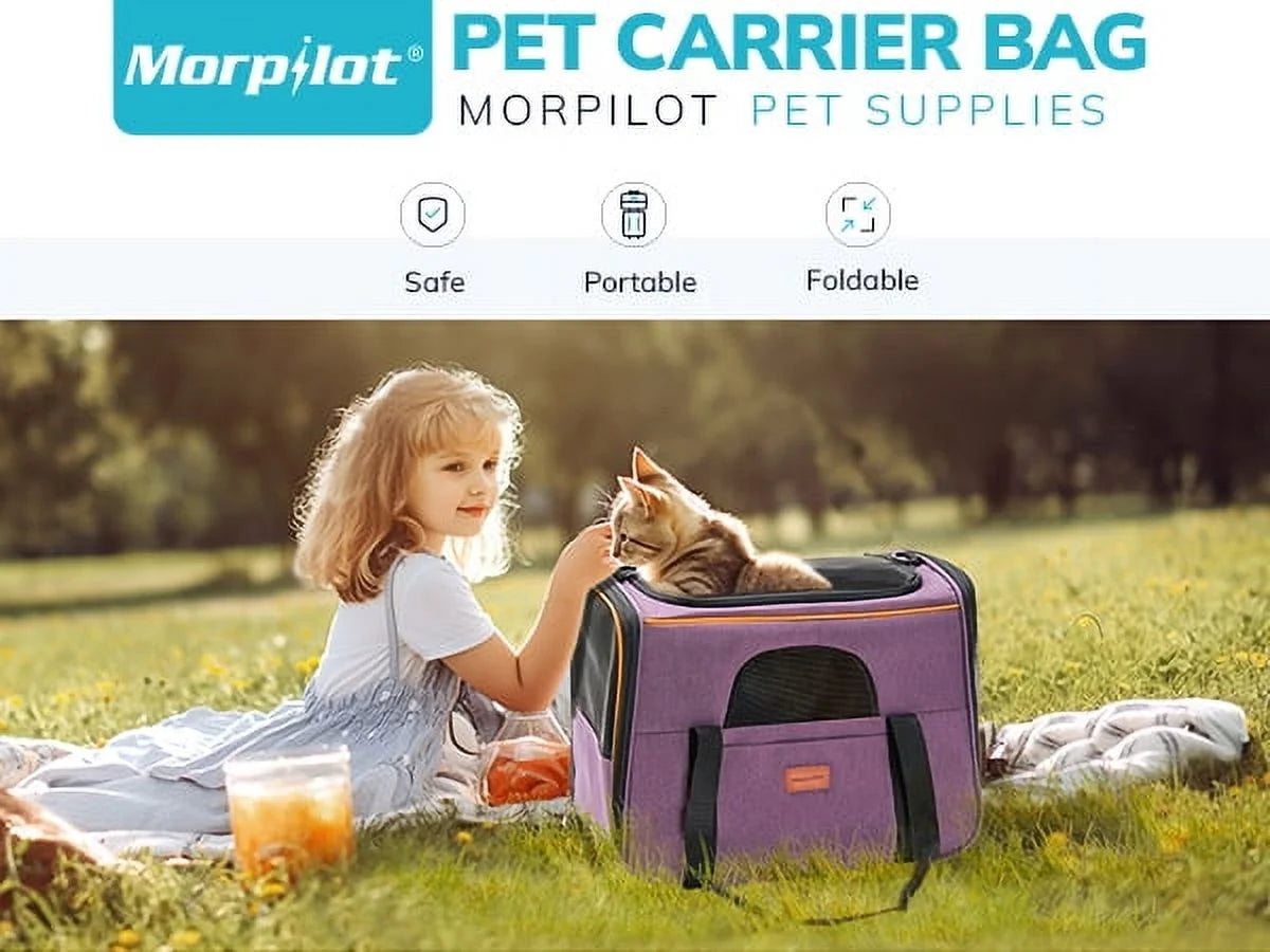 Spacious & Stylish Extra Large TSA Approved Cat Carrier - Soft Sided & up to 20LB with Water Bowl - Chic Purple Design