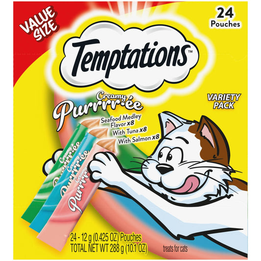 Variety Pack - Delicious Creamy Puree Treats - 24 Lickable Tubes (0.42 Oz Each)