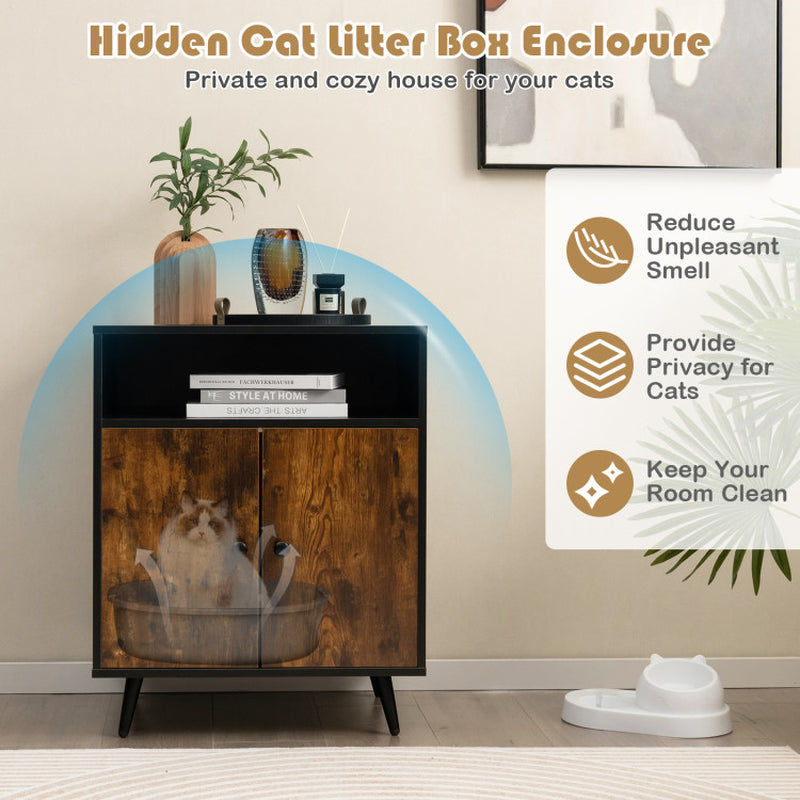 Industrial Cat Litter Box Enclosure with Entry & Open Storage