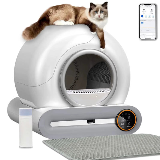 65L Smart Self-Cleaning Cat Litter Box with App & Litter Mat