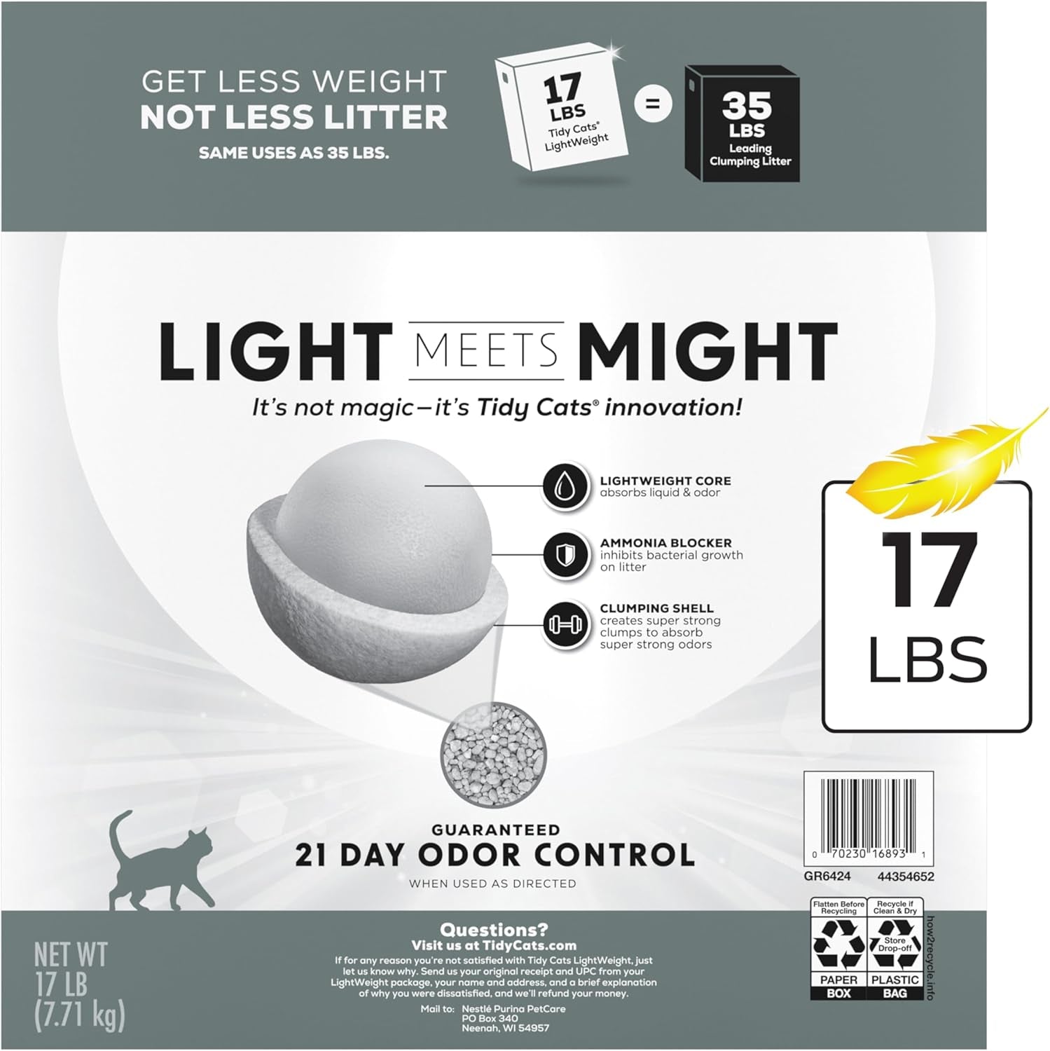 Purina Tidy Cats LightWeight 4-in-1 Strength Multi-Cat Clumping Litter – 17 lb Box